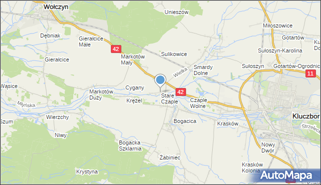 mapa Stare Czaple, Stare Czaple gmina Kluczbork na mapie Targeo